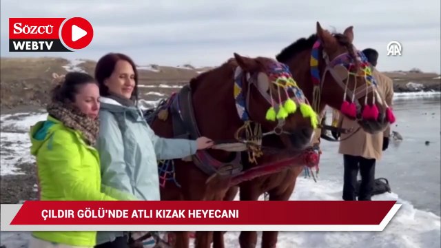 Çıldır Gölü'nde atlı kızak heyecanı