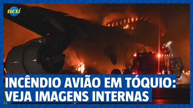 Veja imagens internas de avião que pegou fogo em Tóquio