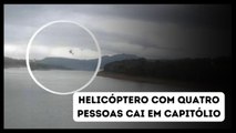 Vídeo mostra momento exato de queda de helicóptero no Lago de Furnas, em Capitólio