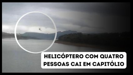 Скачать видео: Vídeo mostra momento exato de queda de helicóptero no Lago de Furnas, em Capitólio