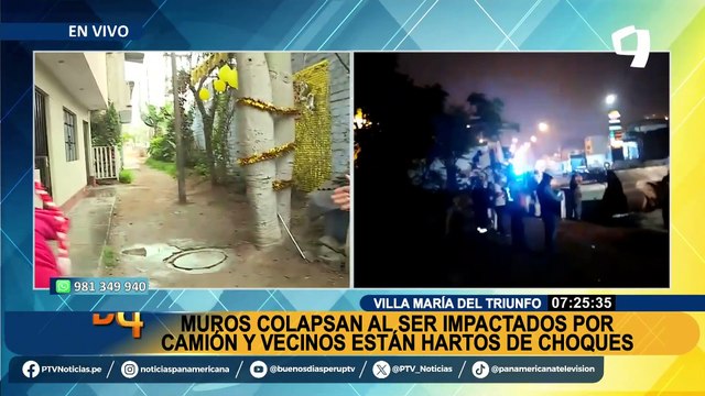 VMT: muros colapsan tras ser impactados por camión y vecinos se quejan por numerosos accidentes