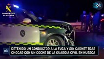 Detenido un conductor a la fuga y sin carnet tras chocar con un coche de la Guardia Civil en Huesca