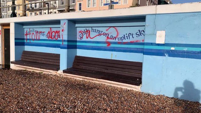 Graffiti written over St Leonards' artwork in East Sussex
