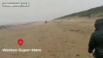 Storm Henk batters British beach
