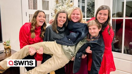 Moment woman reveals she is pregnant in front of shocked sisters