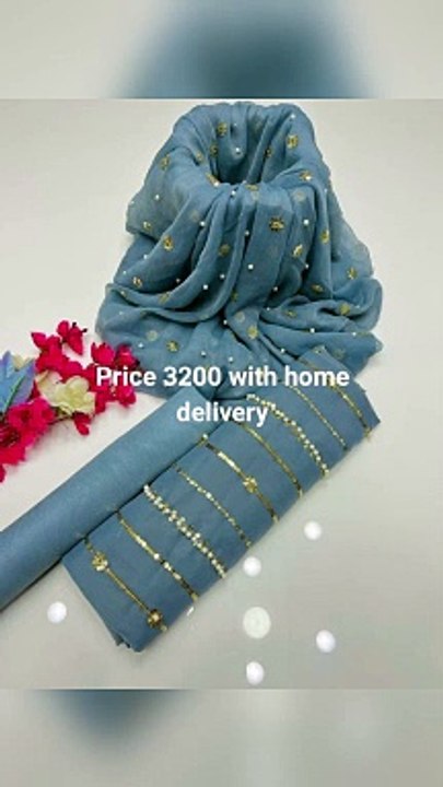 Chiffon Fabric Shirt with beautiful all over sequin and pearl