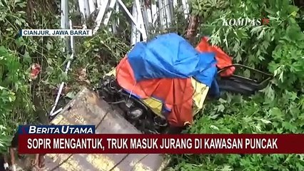 Download Video: Sopir Mengantuk, Truk Masuk Jurang di Kawasan Puncak