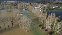 Storm Henk: Drone footage shows holiday homes submerged by water as 2,000 residents forced to evacuate