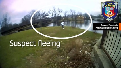 Pakeneva epäilty hyppää jääkylmään jokeen poliisien kamerassa 🥶