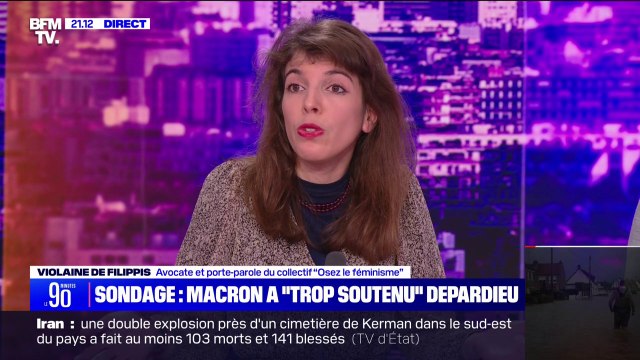 Propos d'Emmanuel Macron sur Gérard Depardieu: Ce qui est très choquant dans ce discours, c'est l'absence totale de nuances du président , pour Violaine de Filippis (porte-parole d'Osez le féminisme!)