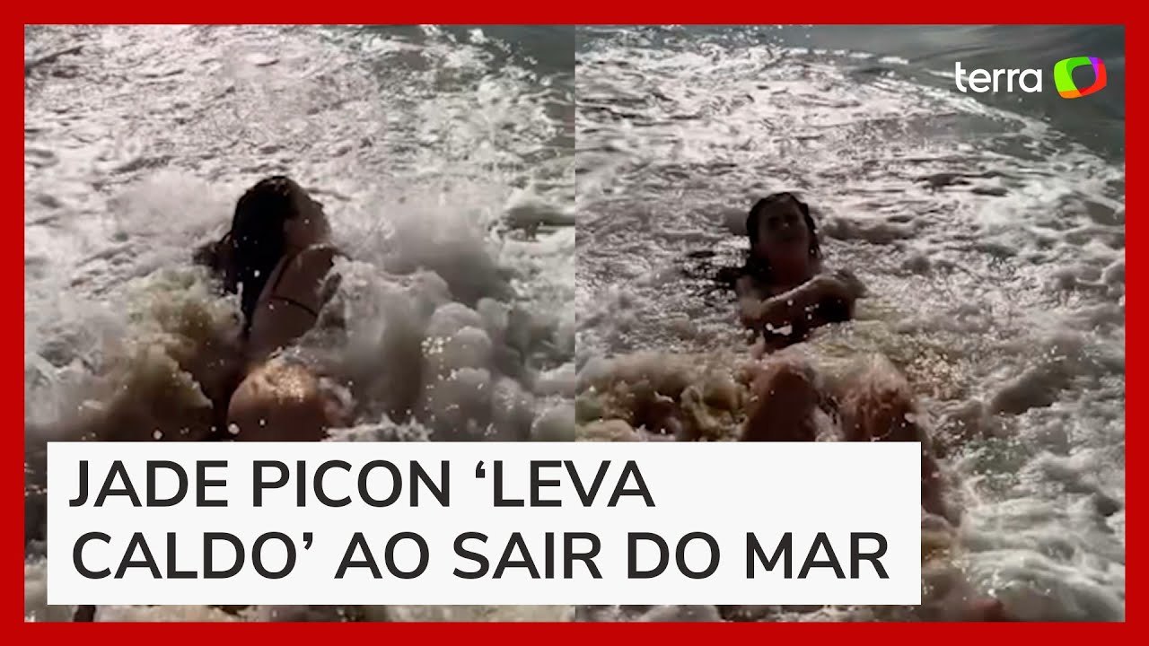 Jade Picon 'leva caldo' ao tentar fazer saída sensual do mar