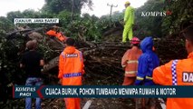 Akibat Cuaca Buruk: Rumah Makan Ambruk Diterjang Angin, Pohon Roboh, Motor Hanyut Diterjang Banjir