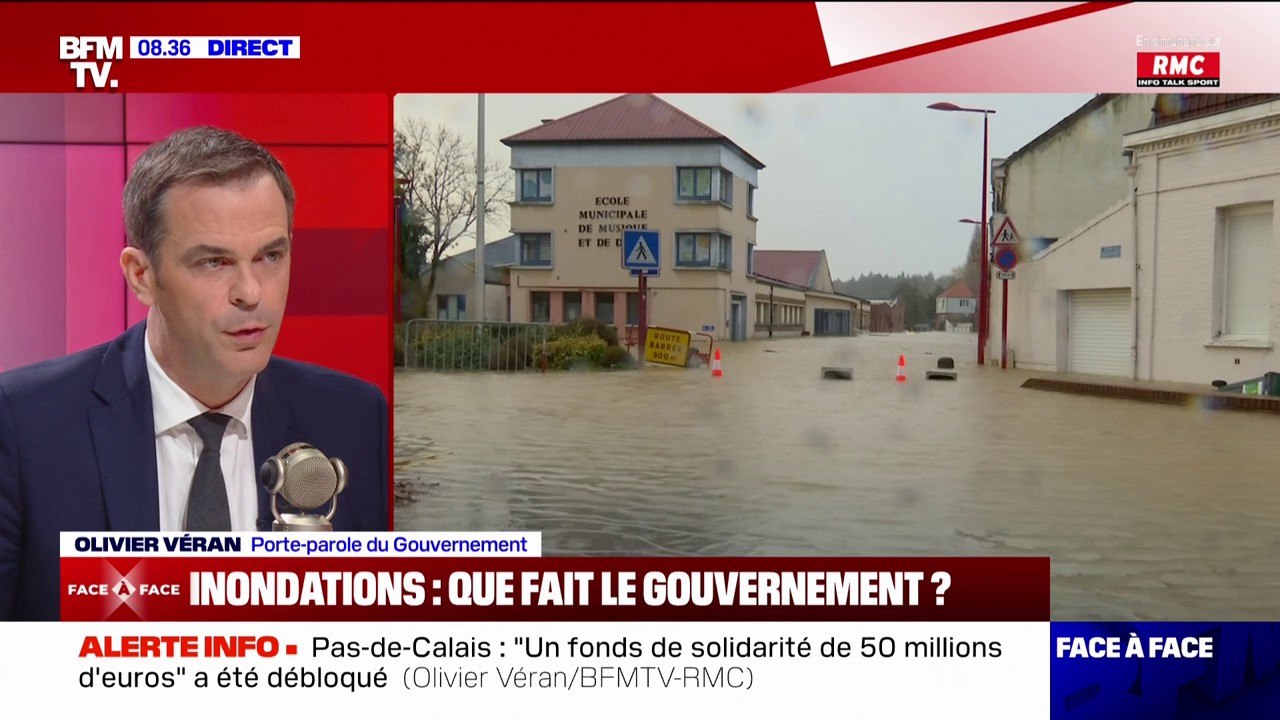 "On est face à une catastrophe climatique" assure Olivier Véran face aux inondations dans le Pas-de-Calais et dans le Nord