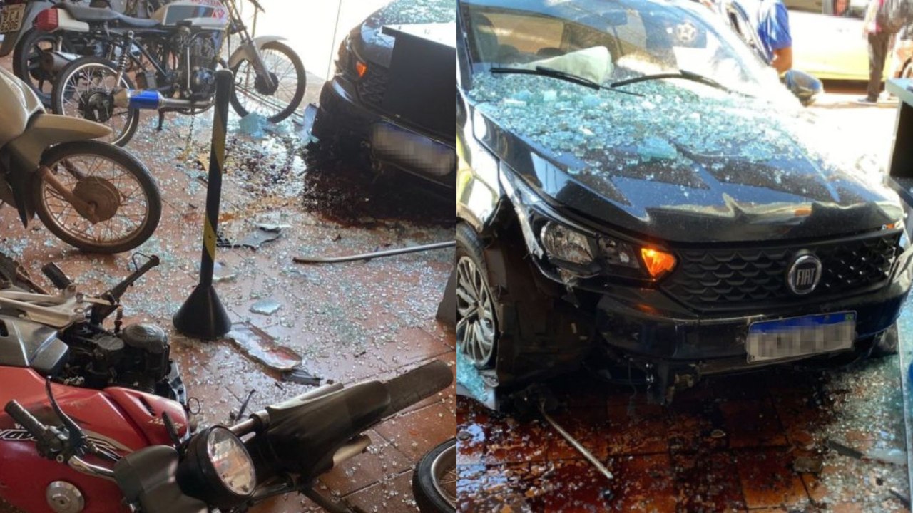 Motorista tem mal súbito e destrói fachada de loja com carro