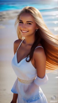 Hübsche junge Frau trägt stolz ihr neues weißes Kleid