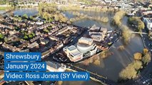 Aerial footage of flooded Shrewsbury shows River Severn's power