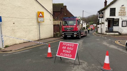 Old Dixton Road in Monmouth has been closed by flooding
