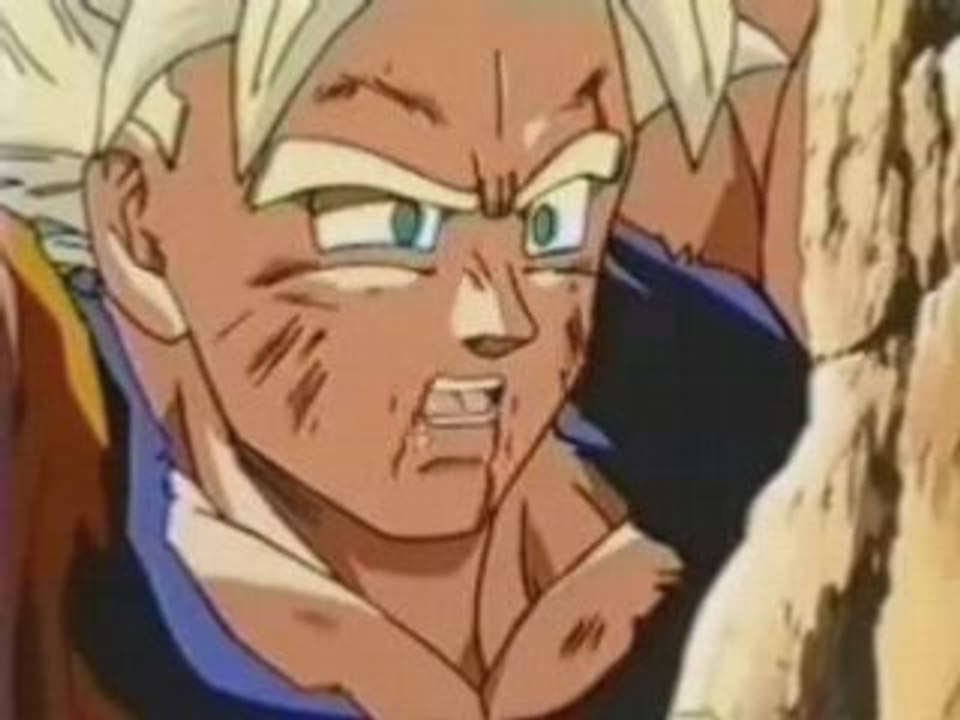 Majin Vegeta Ties Goku To A Rock
