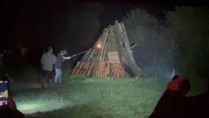 'If you can't stand the heat...' - Man gets 'floored' while lighting a bonfire
