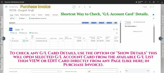 Show Details of G/L Account Card via List Page in Business Central