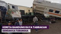 Breaking News! Kereta Bandung Raya Tabrakan dengan KA Turangga hingga Gerbong Terangkat