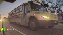 Dashcam Footage Shows School Bus Nearly Hits Children Crossing The Road | Dashcam Ltd