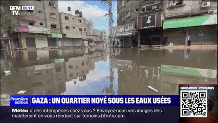 Un quartier envahi par les eaux usées dans le nord de la bande de Gaza