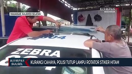 Kurangi Cahaya, Polisi Tutup Lampu Rotator Stiker Hitam