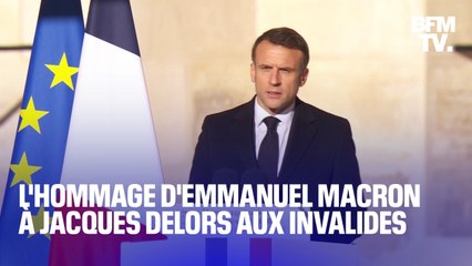 下载视频: Hommage national à Jacques Delors: l'intégralité du discours d'Emmanuel Macron aux Invalides