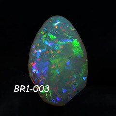 Cabochon d'opale claire Brésilienne très brillante verte, orange, rouge et pourpre (7,5 cts)