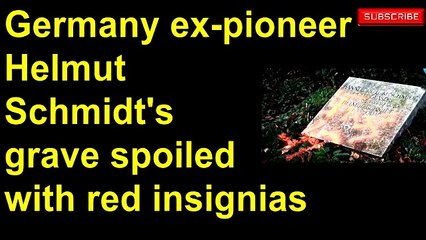 Germany ex-pioneer Helmut Schmidt's grave spoiled with red insignias