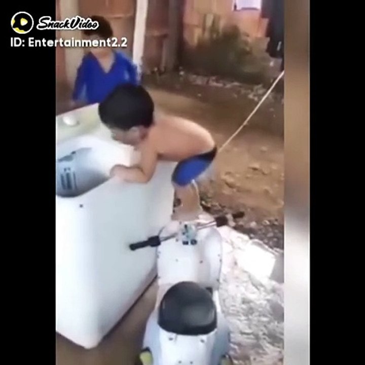 Naughty Child Taking bath in Washing Machine