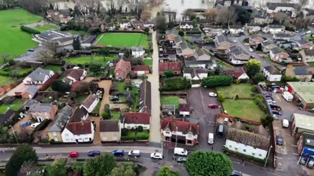 Drone footage of flooding in Kempston after Storm Henk