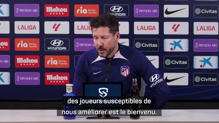 Atlético Madrid - Simeone pas contre d’ajouter des joueurs “susceptibles de nous améliorer”