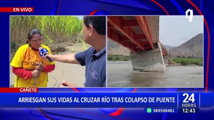 Ica: familias arriesgan su vida al cruzar río cañeta tras colapso de puente