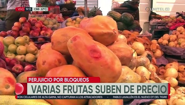 Bloqueo en Colomi: Reportan de precio incremento del precio de algunas frutas y otras escasean en la ciudad de Cochabamba