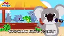 Alligator vs. Hippopotamus  The Watermelon Eating Contest Animal Songs for Kids JunyTony