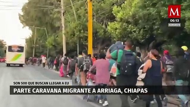Caravana migrante parte a Arriaga, Chiapas