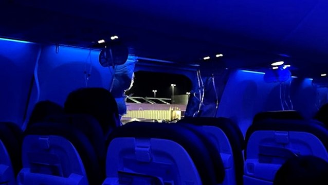 Watch the moment plane makes emergency landing after mid-air Alaska Airlines blowout