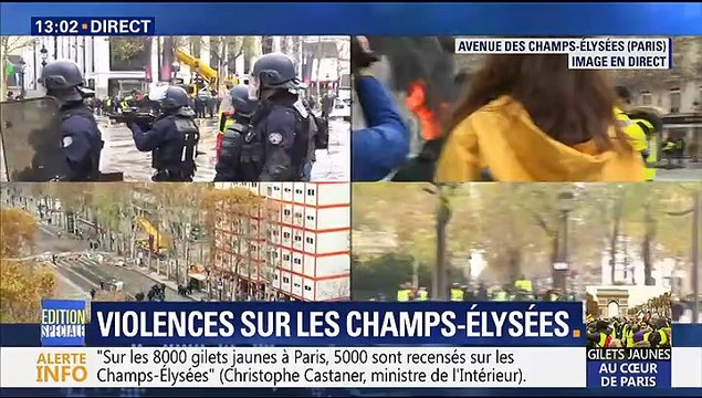 Gilets jaunes - heurts sur les Champs Elysées.