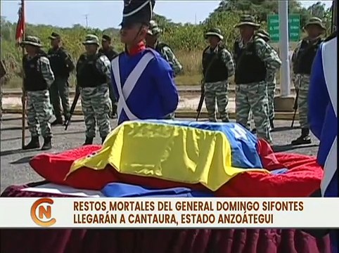 Restos mortales del Gral. Domingo Antonio Sifontes inicia traslado a Cantaura, estado Anzoátegui