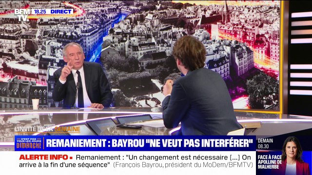 Remaniement: Je ne veux pas interférer , affirme François Bayrou
