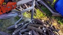 Dangerous Automatic Homemade Firewood Processing Machines, Fastest Powerful Wood Splitting Machi