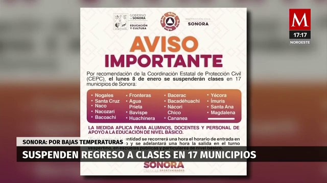 Suspenden clases en 17 municipios de Sonora por amenaza de tormenta invernal