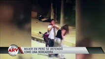 Hombre ataca a su pareja a puños y la mujer lo sorprende con su defensa