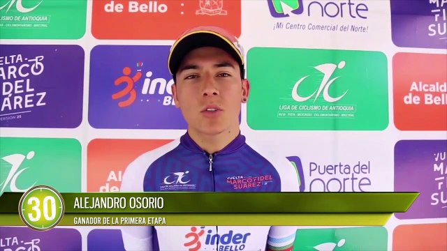 Alejandro Osorio, es el ganador de la primera etapa de la Vuelta Nacional de Ciclismo en Bello