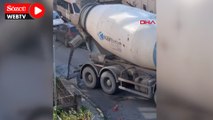 Maltepe'de beton mikseri yola beton döktü