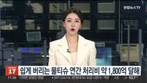 쉽게 버리는 물티슈 연간 처리비 약 1,800억 달해