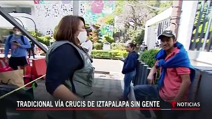 Скачать видео: El Viacrucis de Iztapalapa se realiza a puerta cerrada y sin feligreses