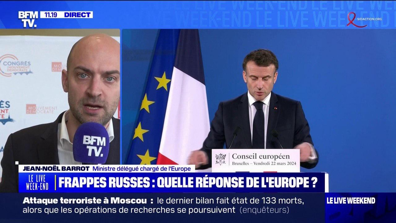 L'Europe "souhaite disposer de capacités de défense, de capacités industrielles pour pouvoir se réarmer" assure Jean-Noël Barrot, ministre chargé de l'Europe